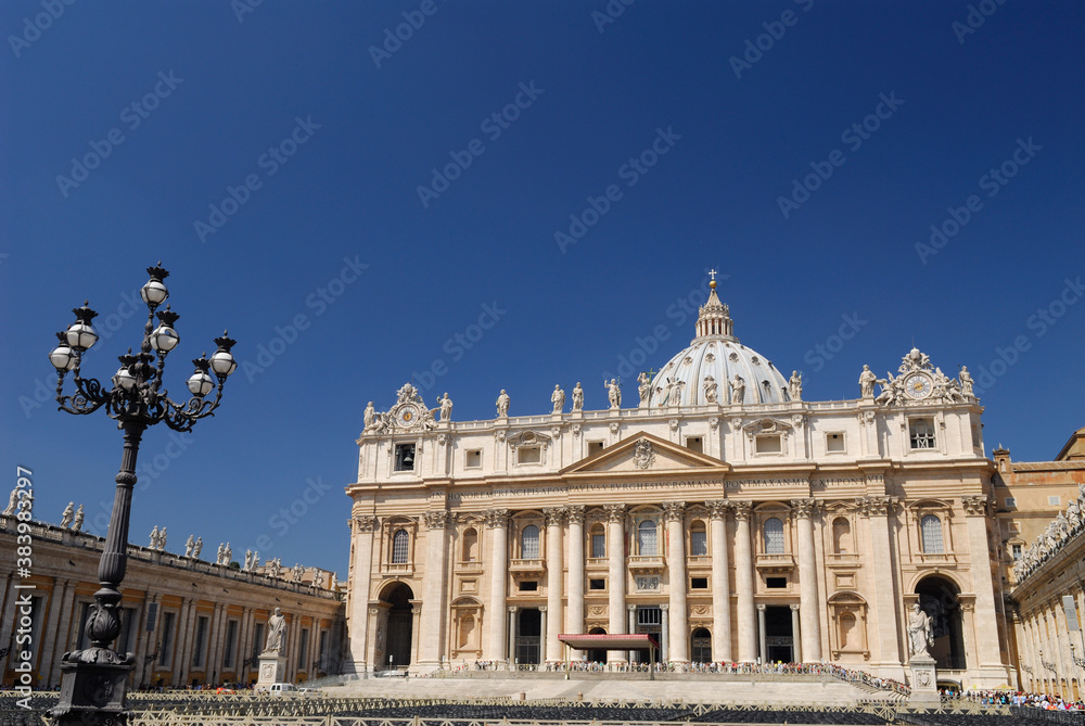 Saint Peters Basilica in Rome with lamp