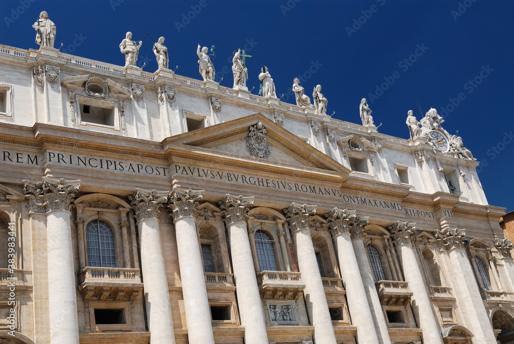 Horizontal detail of Facade of St Peters Basilica in Rome