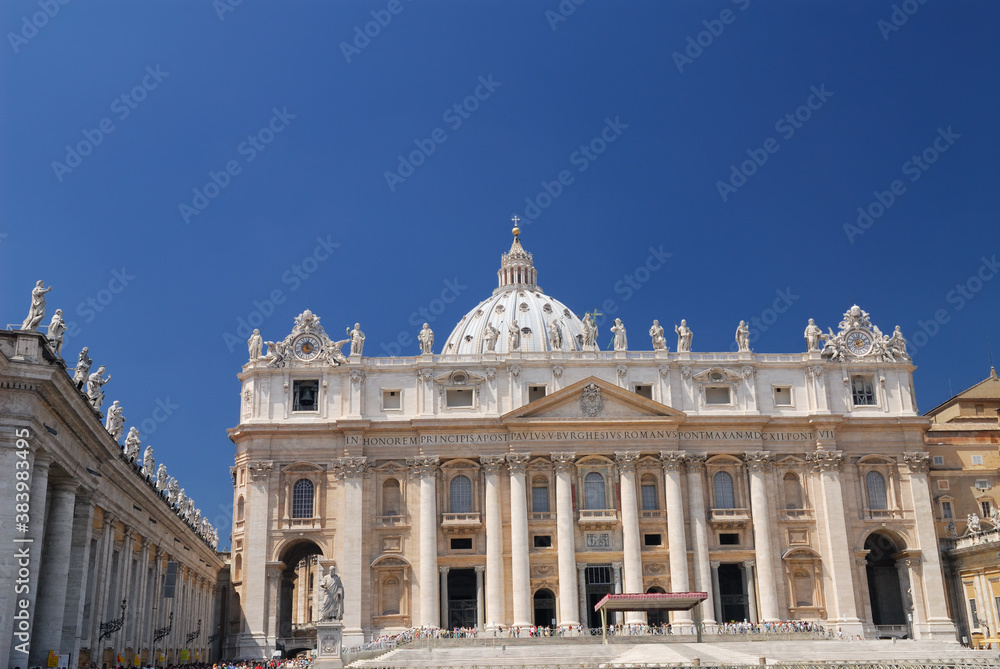 Facade of St Peters Basilica and square in Rome