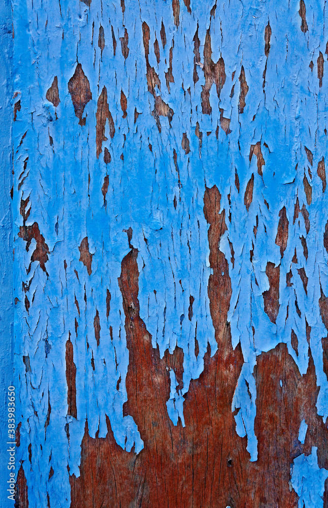 Old wooden door with peeling paint, Diamantina, Brazil