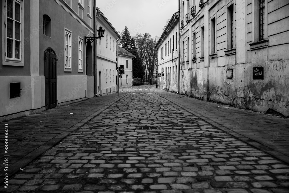 old narrow street in the european town