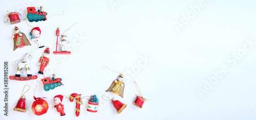 white background with christmas motif decorations isolated