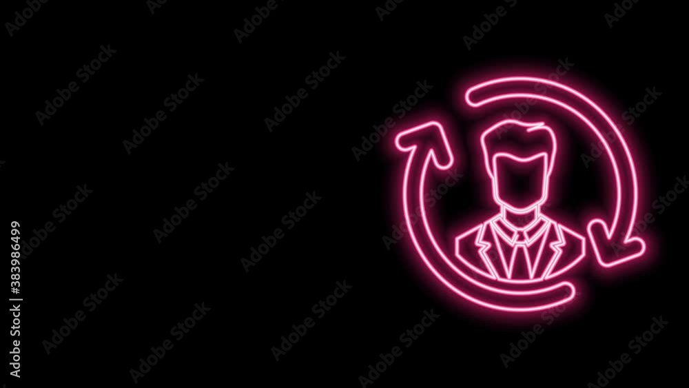 Glowing neon line Human resources icon isolated on black background. Human resources management, professional staff research, head hunter job. 4K Video motion graphic animation Glowing neon line Human resources icon isolated on black background. Human resources management, professional staff research, head hunter job. 4K Video motion graphic animation