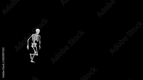 Skeleton dancing - 4k 3D seamless animation of a skeleton dancing - Halloween concept