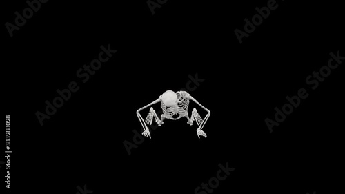 Skeleton getting up from the ground. 4k 3D animation of a skeleton getting up from the ground - Halloween concept