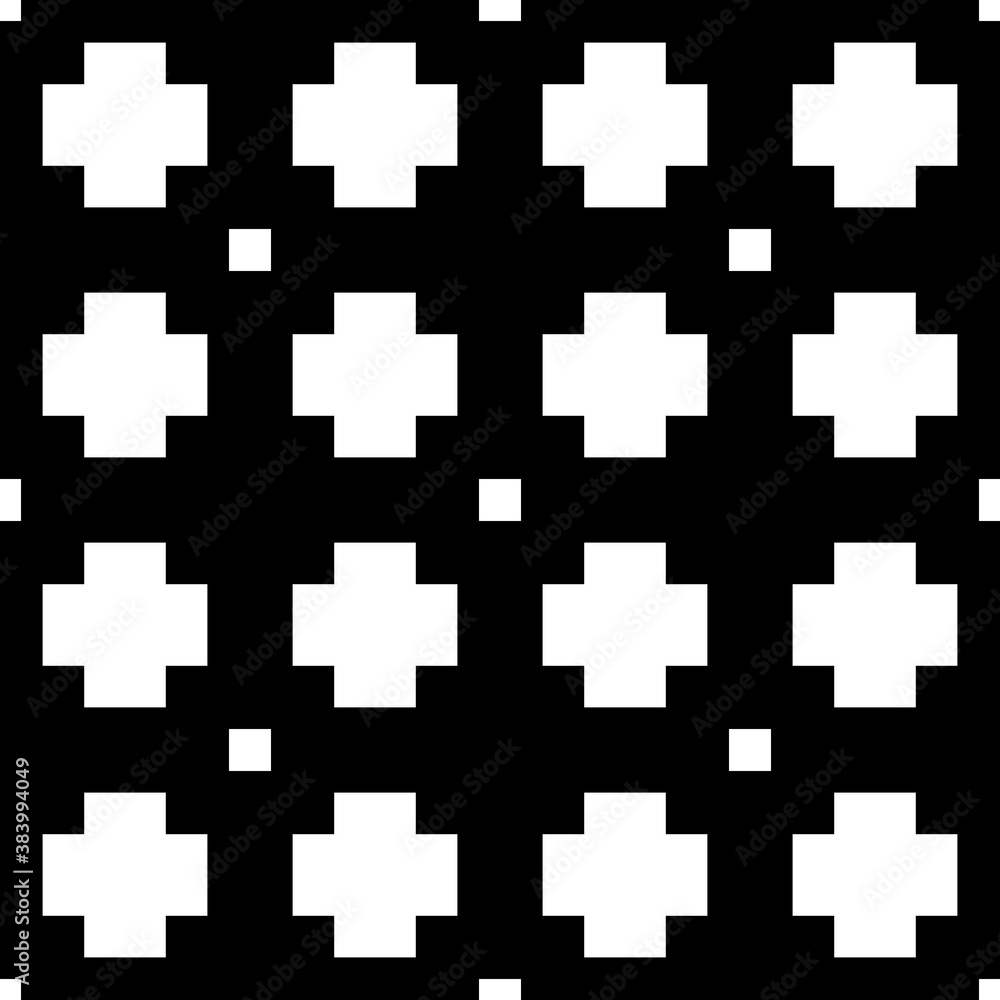 Seamless pattern with crosses, squares. Background with repeated cross shapes ornamentation. Ancient embroidery wallpaper. Ethnic motif. Digital paper, textile print, web design. Vector illustration. Seamless pattern with crosses, squares. Background with repeated cross shapes ornamentation. Ancient embroidery wallpaper. Ethnic motif. Digital paper, textile print, web design. Vector illustration.