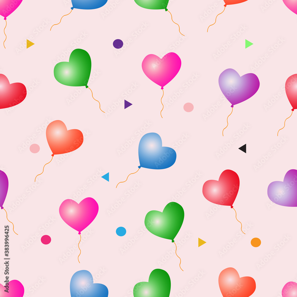 Heart Love Balloon Seamless Pattern.