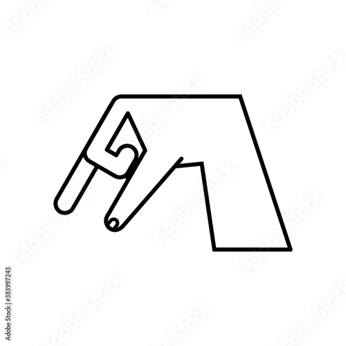 hand sign language q line style icon vector design