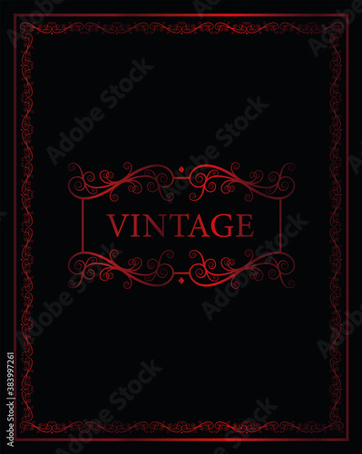 luxury antique black and red vintage frame ornament
