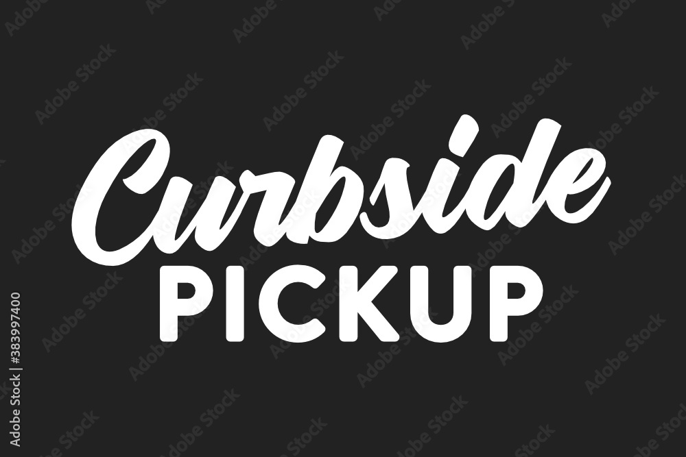 Curbside Pick Up Text, Food Delivery, Touchless Delivery, Contactless Food Delivery, Vector Illustration Background