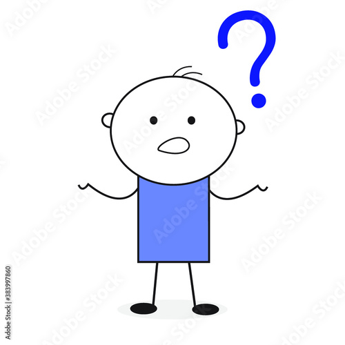 Confused Man Doodle Cartoon Illustration Vector