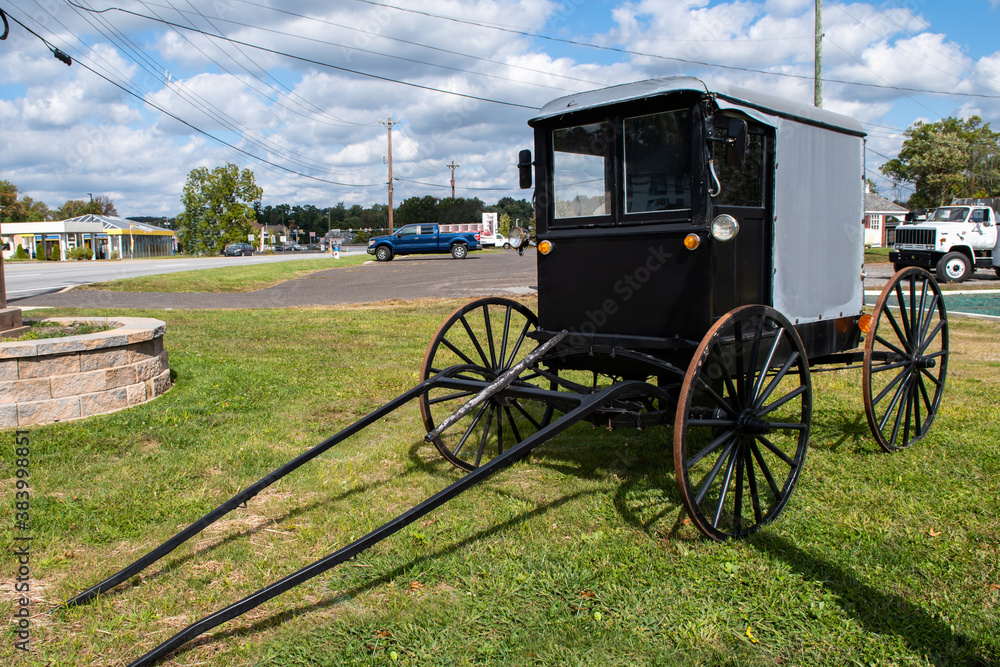 black antique horse wagon