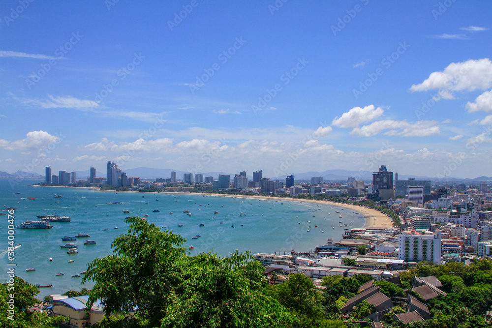 Skyline of Thailand city Pattaya beach