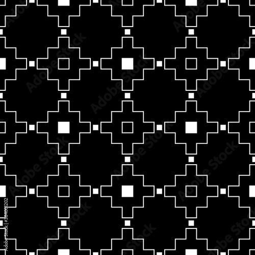 Seamless pattern with Inca crosses ornament. Ethnic embroidery background. Tribal wallpaper. Ethnical folk image. Tribe motif. Ancient mosaic. Digital paper for web design, textile print. Vector art.