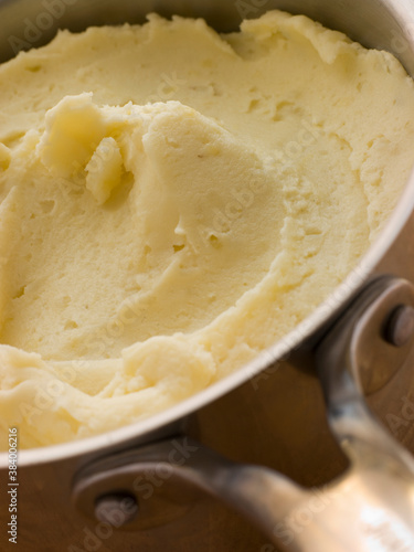 Pan of Mashed Potato photo