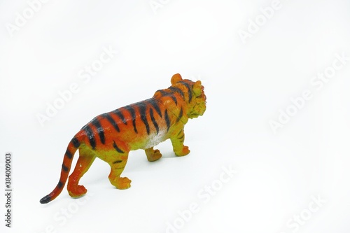 Photography Tiger rubber toys, Isolated on white background