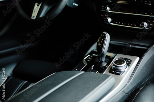 New modern car close up. Car detailing or Interior detail. © VAKSMANV