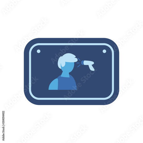checking man temperature in road sign flat style icon vector design