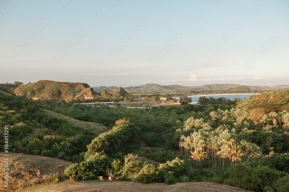 Scenic view at Merese hill (Tanjung Aan), Lombok island, Indonesia.