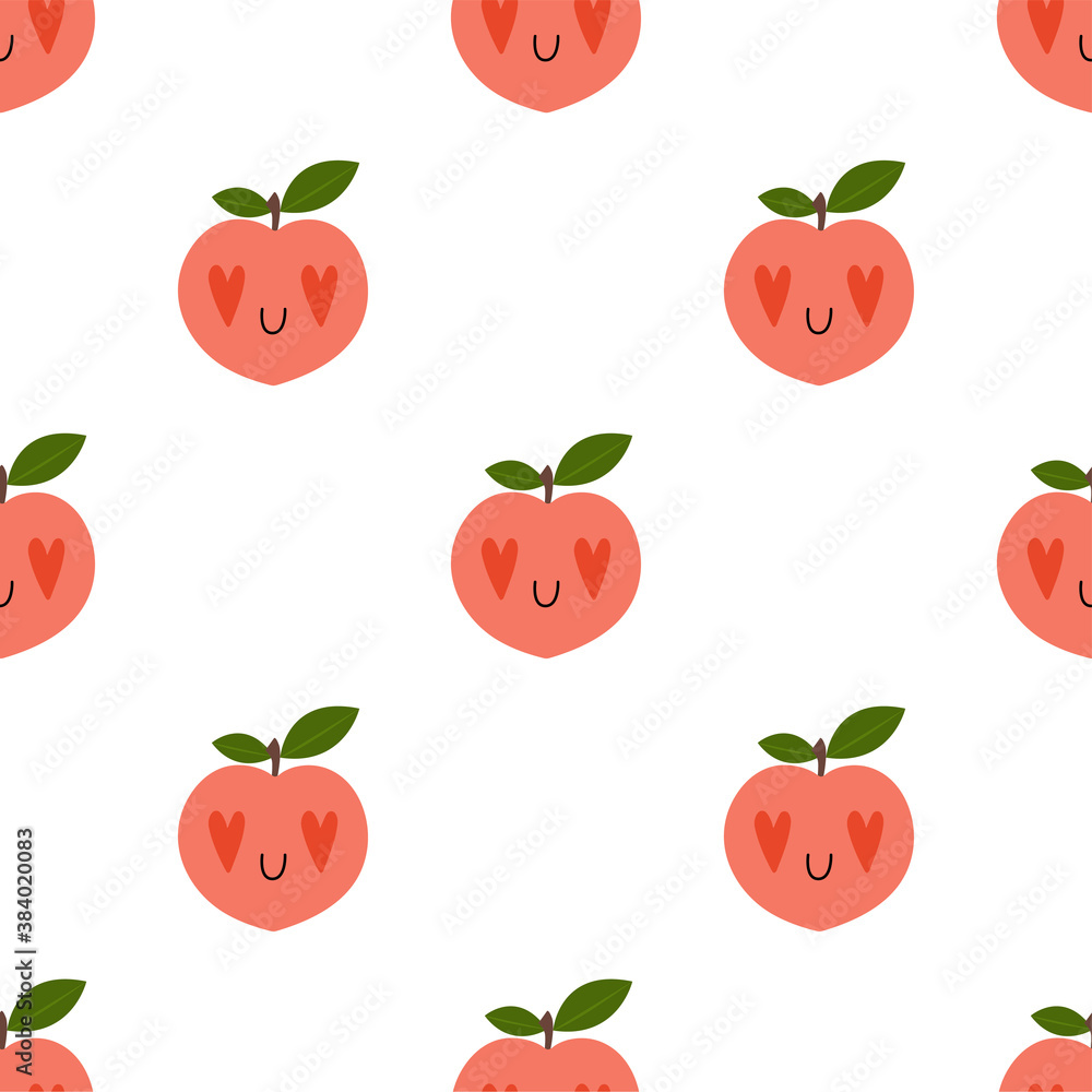 Kawaii Cartoon Peach in love. 