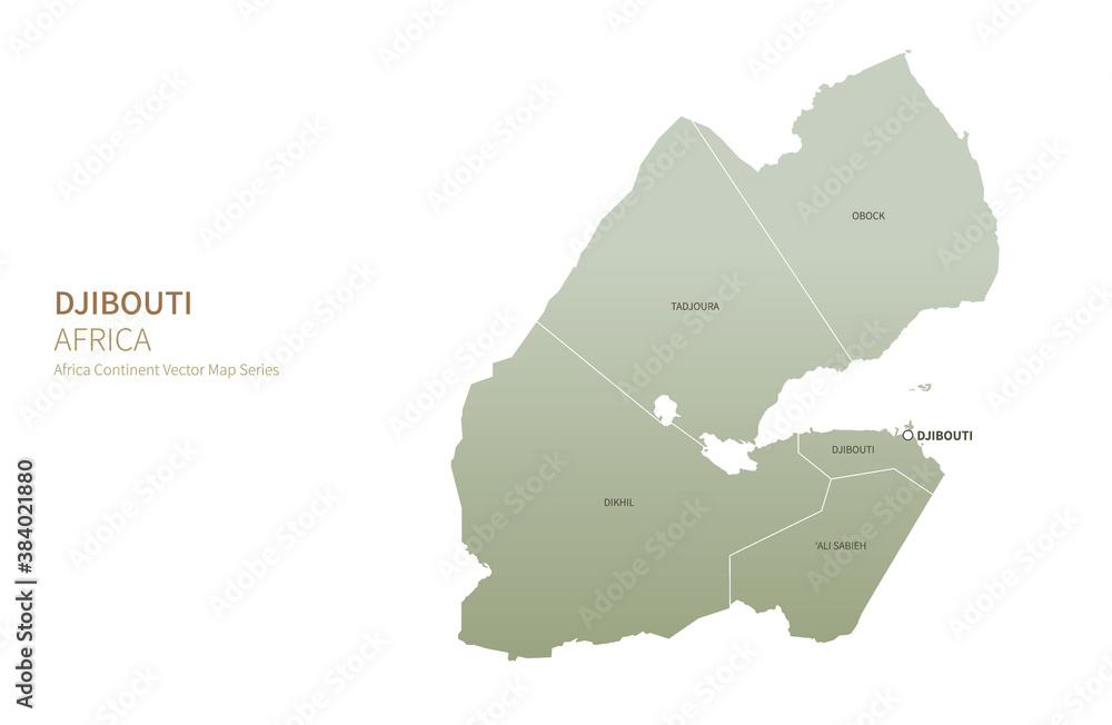 Obraz premium Djibouti map. vector map of african countries.