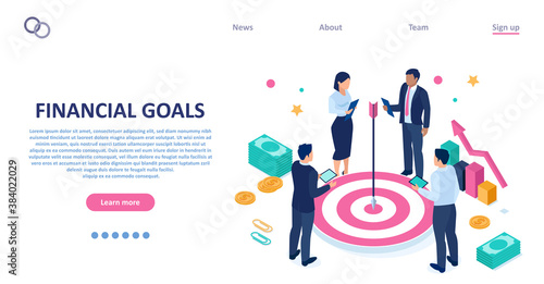 Vector of business people brainstorming financial goals