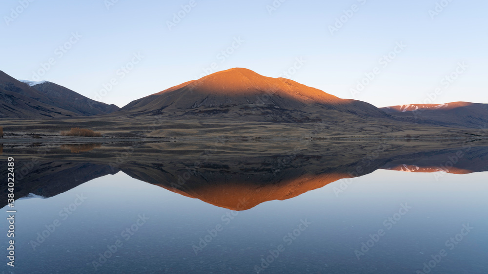 New Zealand Landscape with lake and mountain reflection