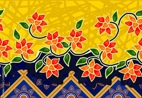 Indonesian batik motif, Batik is a technique of wax-resist dyeing applied to whole cloth, or cloth made using this technique originated from Indonesia. EPS 10