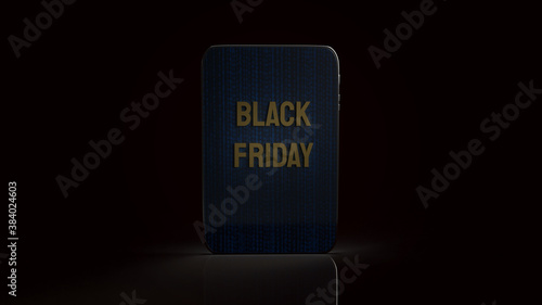 Black Friday text on tablet for holiday shopping 3d rendering.