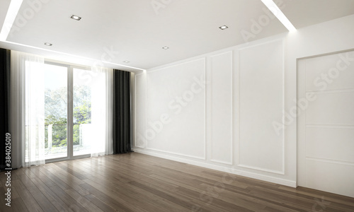 Wallpaper Mural Modern cozy mock up room interior design of empty white living room and classic wall texture background  Torontodigital.ca