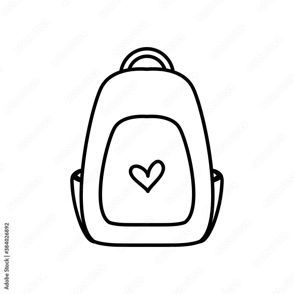 Fototapeta premium school backpack with heart design, line style