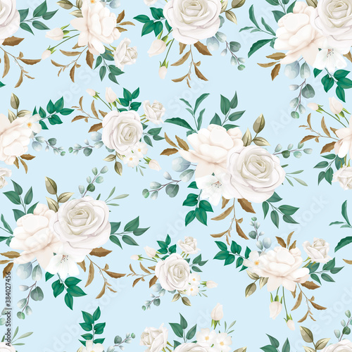 Beautiful white flower seamless pattern