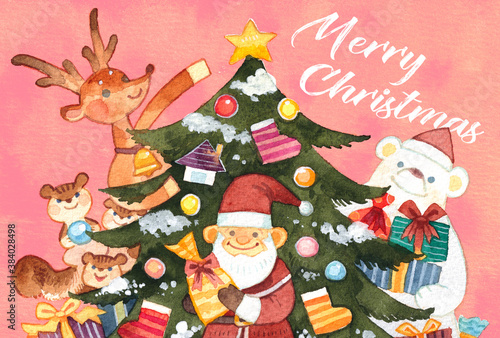 クリスマスカード(ピンク文字あり)