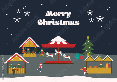 Wallpaper Mural クリスマスマーケットのイラスト Torontodigital.ca