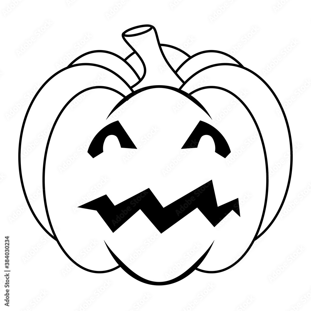 Simple Halloween scary pumpkin with funny face in flat style Simple Halloween scary pumpkin with funny face in flat style