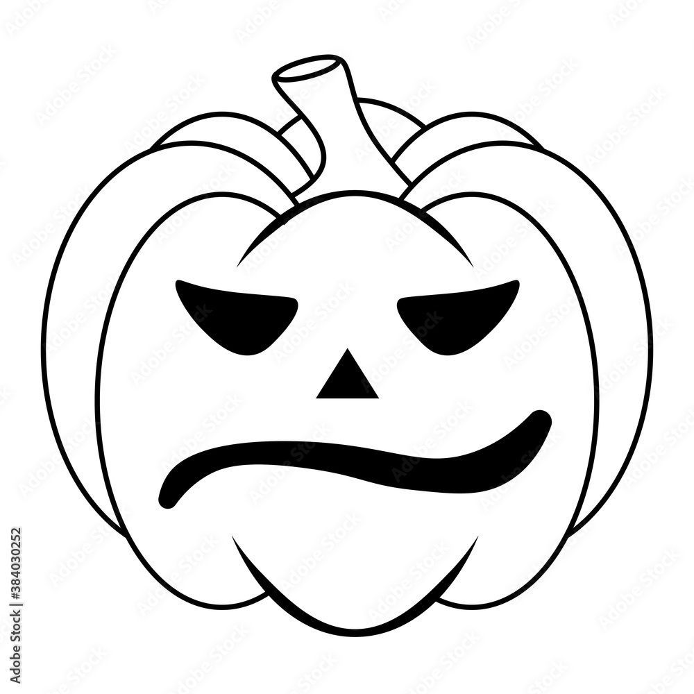 Simple Halloween scary pumpkin with funny face in flat style Simple Halloween scary pumpkin with funny face in flat style