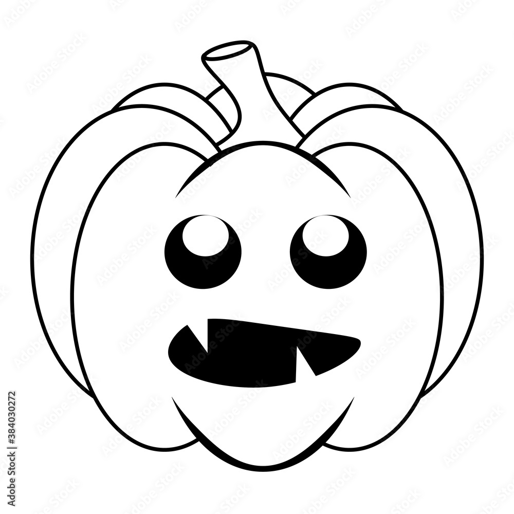Simple Halloween scary pumpkin with funny face in flat style Simple Halloween scary pumpkin with funny face in flat style
