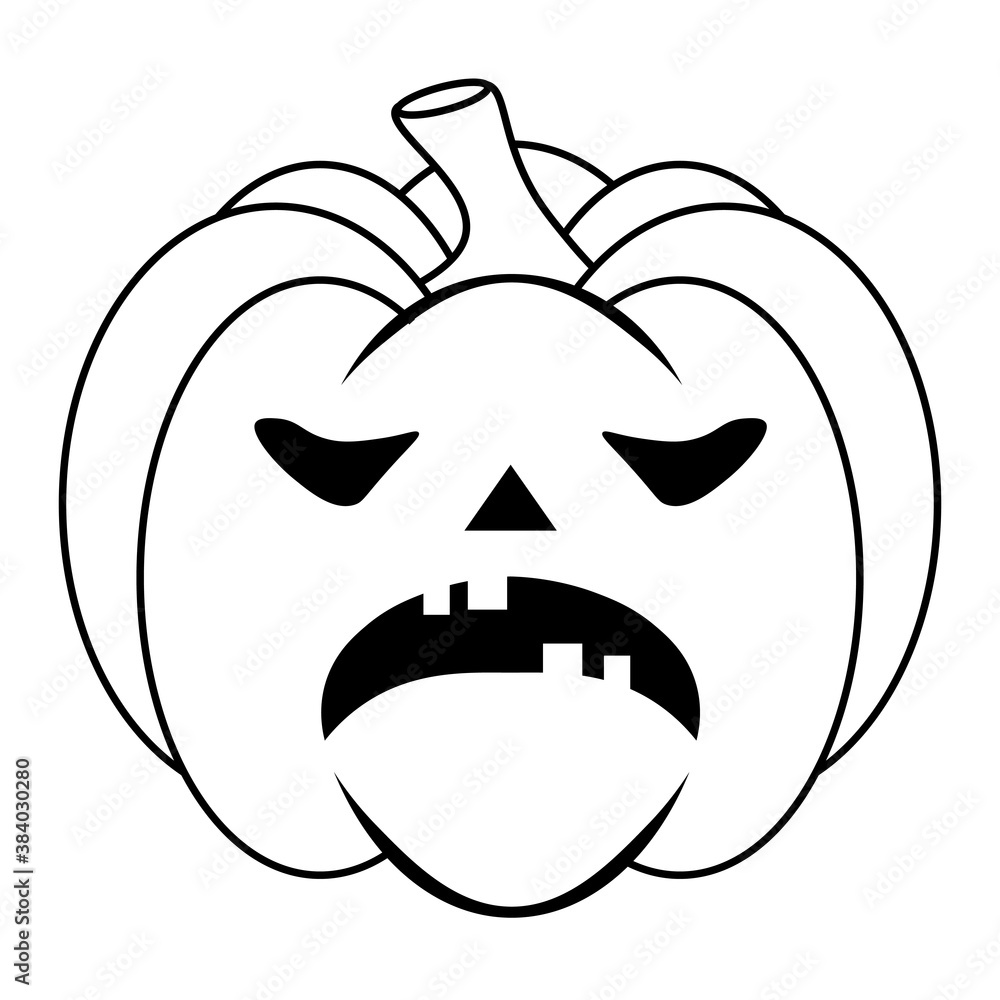 Simple Halloween scary pumpkin with funny face in flat style Simple Halloween scary pumpkin with funny face in flat style