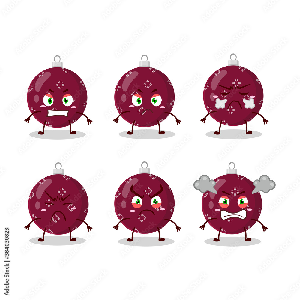 Christmas ball dark purple cartoon character with various angry expressions Christmas ball dark purple cartoon character with various angry expressions