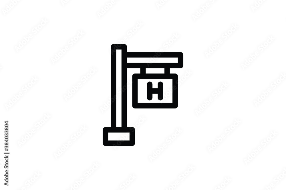Hotel Outline Icon - Hotel Sign