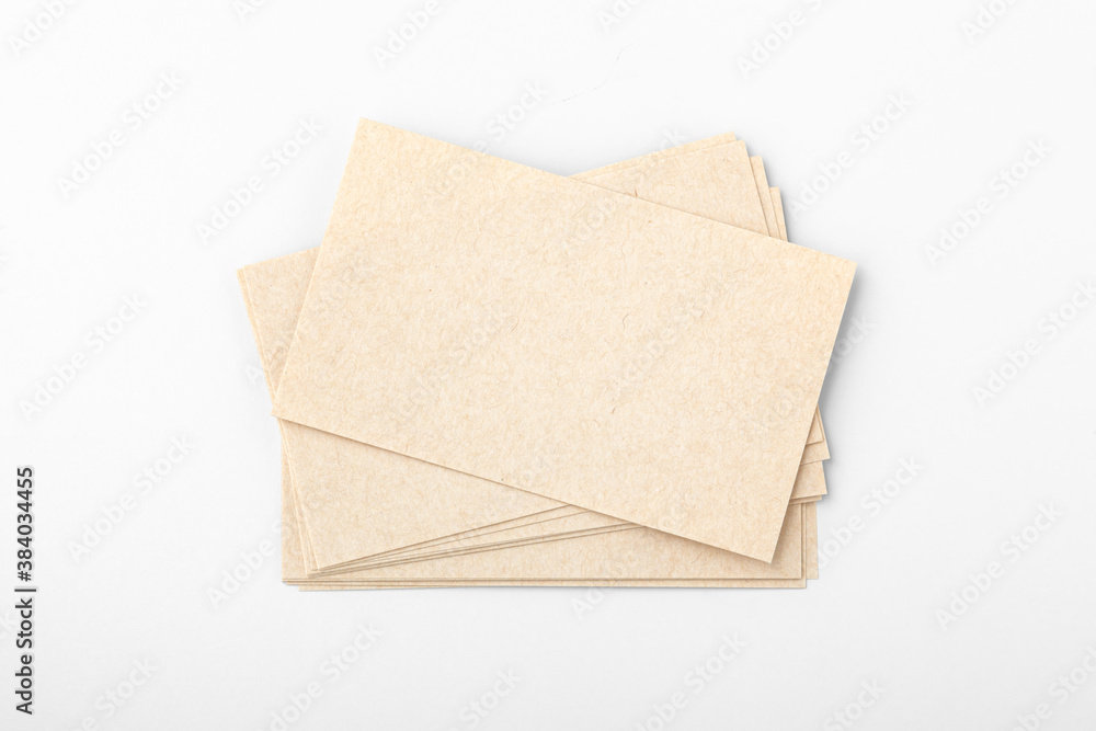 Business card, eco paper on white background