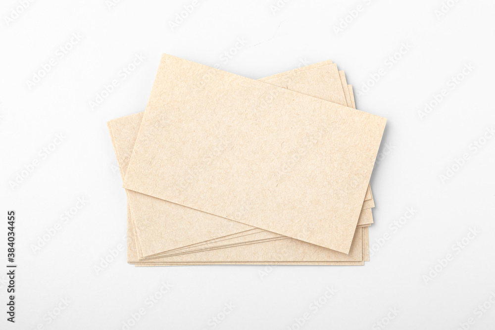 Business card, eco paper on white background Business card, eco paper on white background