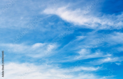 Blue sky background with wispy clouds