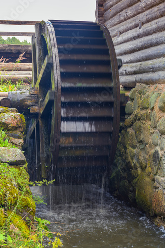 An old operating water mill in a Russian village