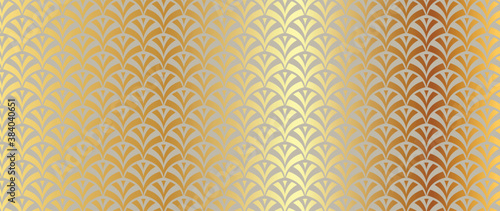 Gold and Luxury pattern design with abstract shape and golden line arts texture. Geometric modern wallpaper design for print, cover, wall art, fabric  and banner background..