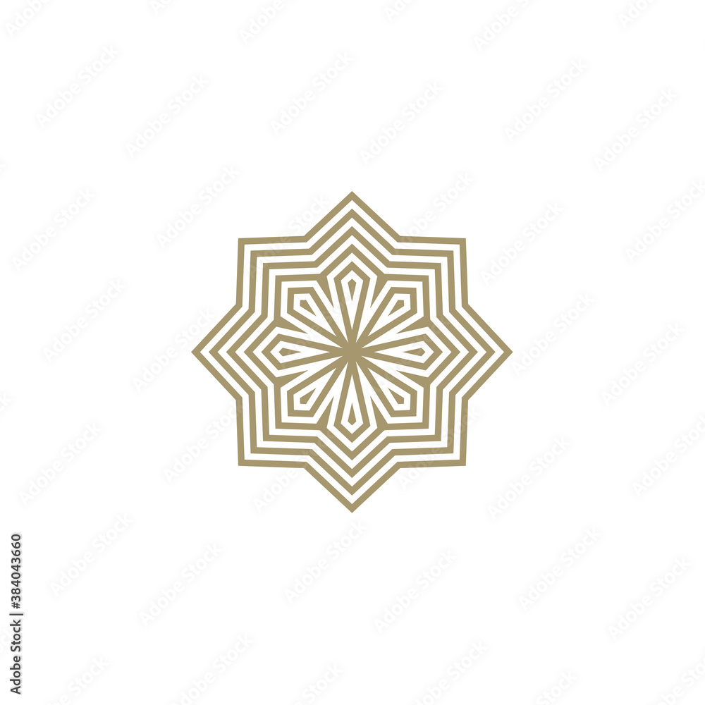Elegant Octagonal luxury golden flower tile pattern mandala logo design	
