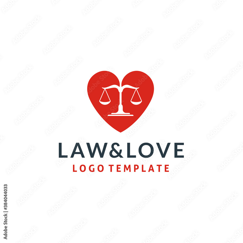 Law Justice Scale with Heart Love shape for marriage divorce logo design Law Justice Scale with Heart Love shape for marriage divorce logo design