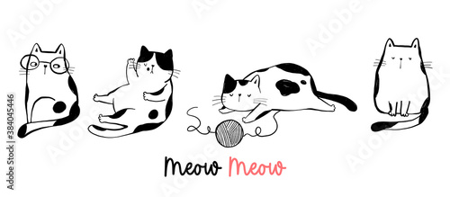Draw character funny cat. Doodle cartoon style.