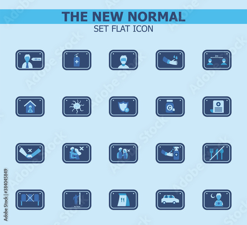 new normality road sign flat style icons collection vector design