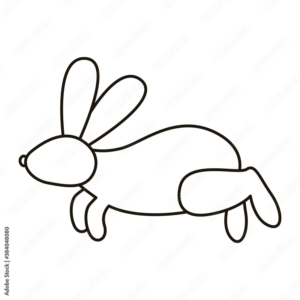 cute little rabbit running spring animal line style icon cute little rabbit running spring animal line style icon